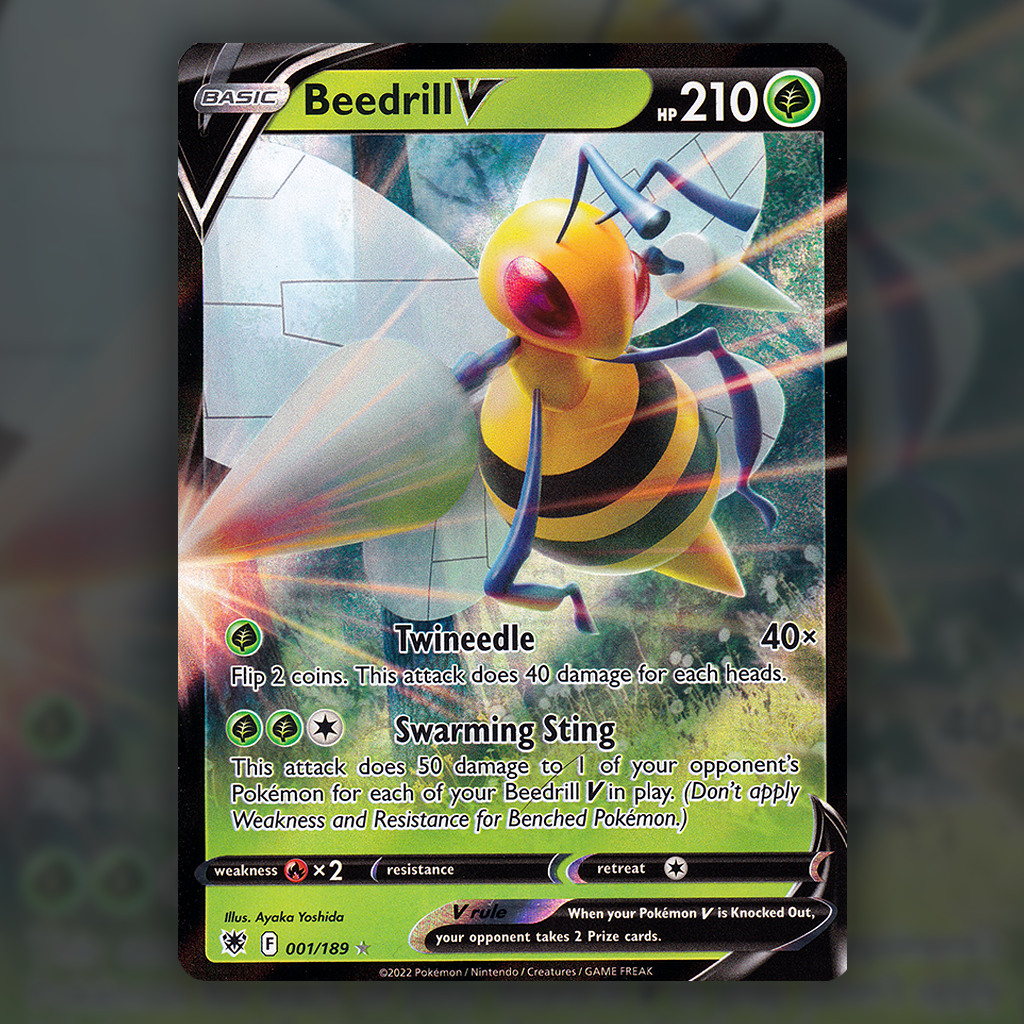 beedrill v pokemon card value 001/189 - Beedrill V Pokemon Card