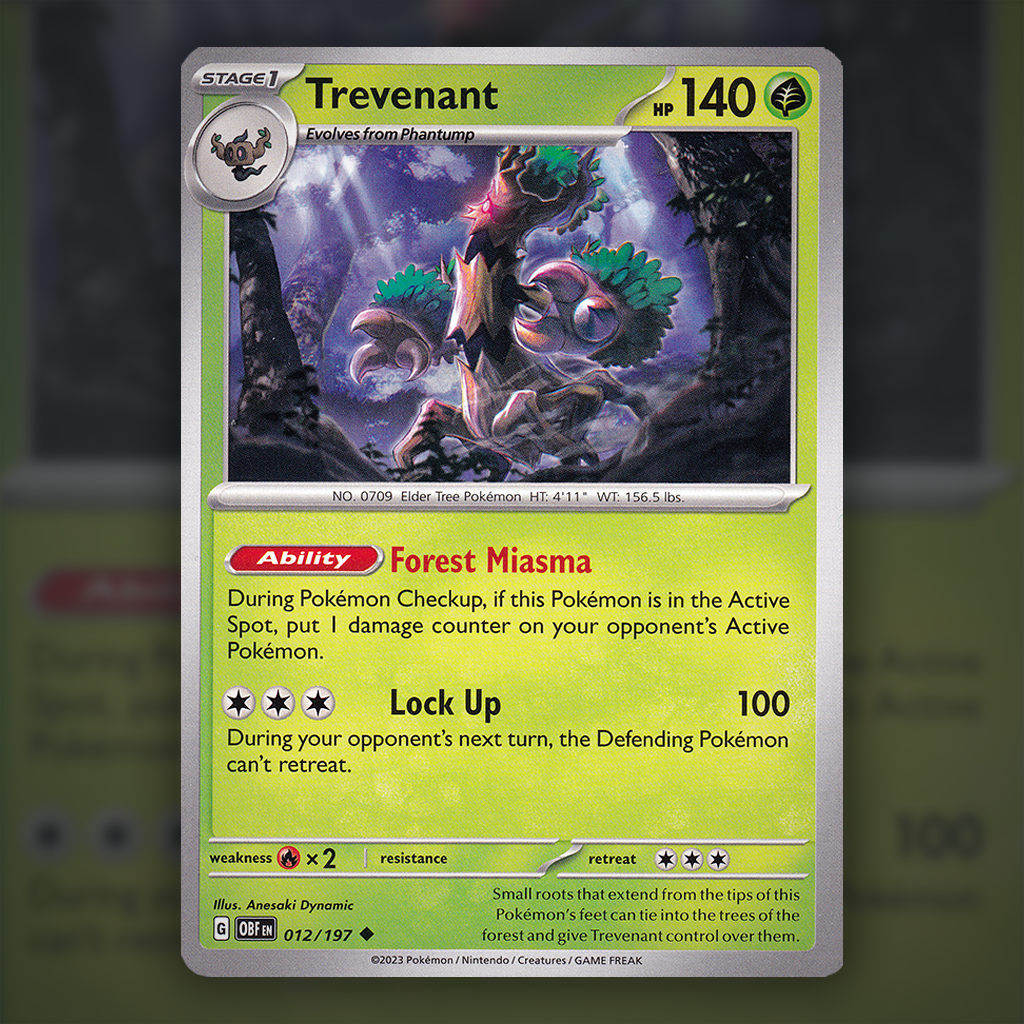 012/197 - Trevenant Pokemon Card | Obsidian Flames Cup of Cards 012/197 - Trevenant Pokemon Card | Obsidian Flames Cup of Cards