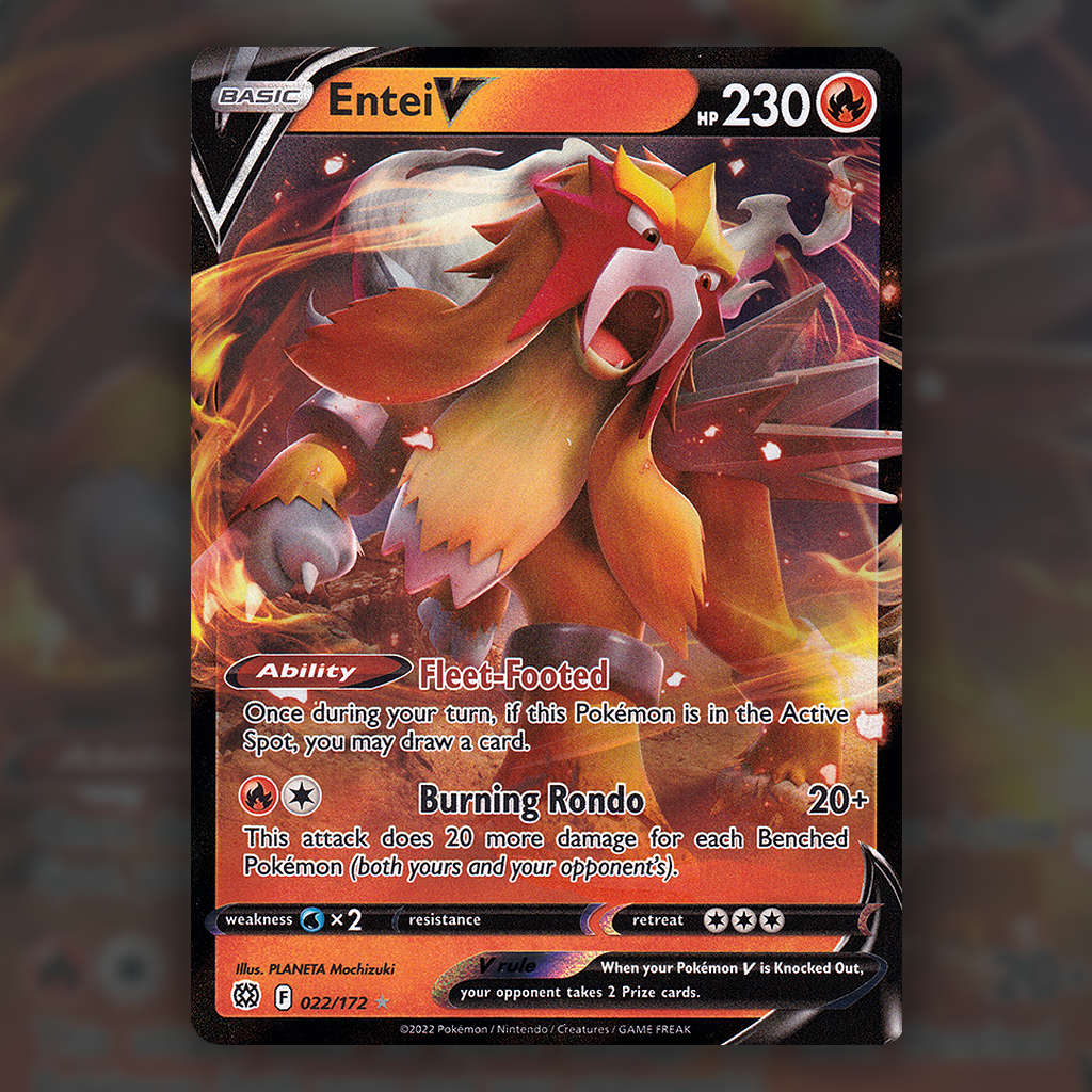 022/172 - Entei V Pokemon Card | Brilliant Stars Cup of Cards 022/172 - Entei V Pokemon Card | Brilliant Stars Cup of Cards