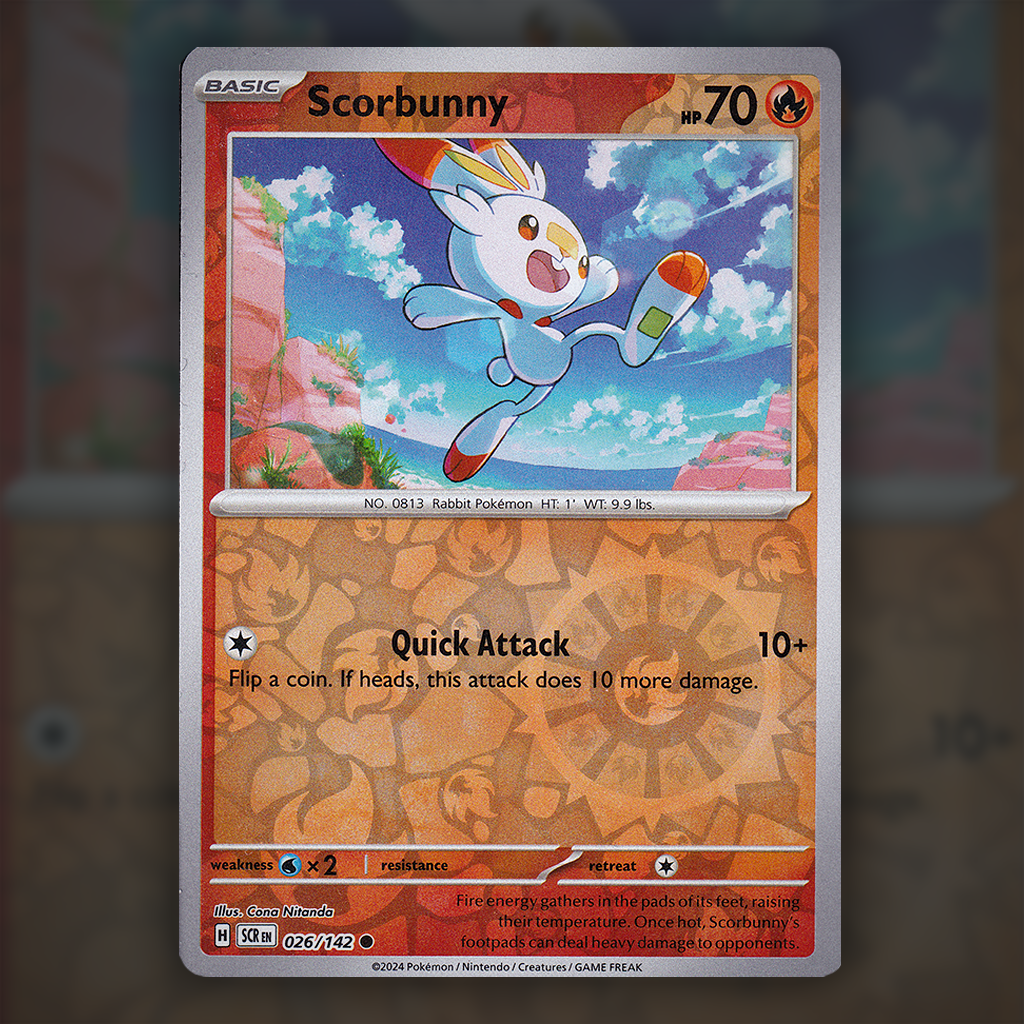 026/142 - Scorbunny (Reverse Holo) Pokemon Card | Stellar Crown Cup of Cards 026/142 - Scorbunny (Reverse Holo) Pokemon Card | Stellar Crown Cup of Cards
