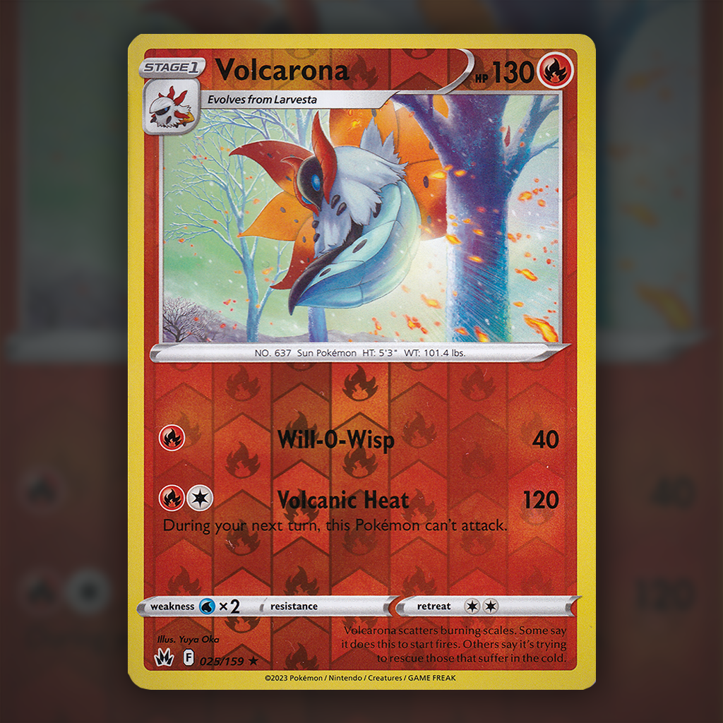 025/159 - Volcarona (Reverse Holo) Pokemon Card | Crown Zenith Cup of Cards 025/159 - Volcarona (Reverse Holo) Pokemon Card | Crown Zenith Cup of Cards