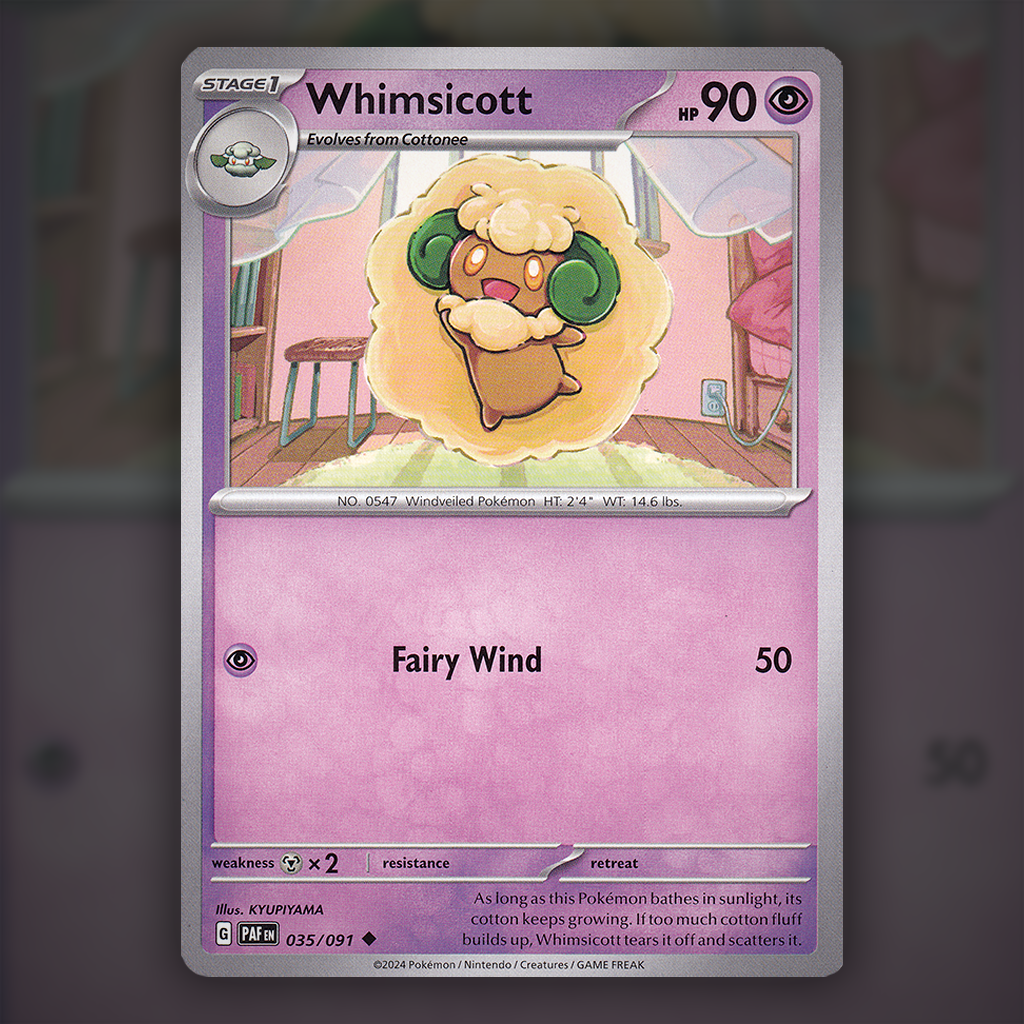 035/091 - Whimsicott Pokemon Card | Paldean Fates Cup of Cards 035/091 - Whimsicott Pokemon Card | Paldean Fates Cup of Cards