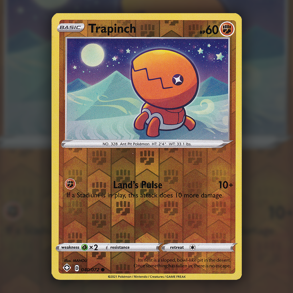 040/072 - Trapinch (Reverse Holo) Pokemon Card | Shining Fates Cup of Cards 040/072 - Trapinch (Reverse Holo) Pokemon Card | Shining Fates Cup of Cards