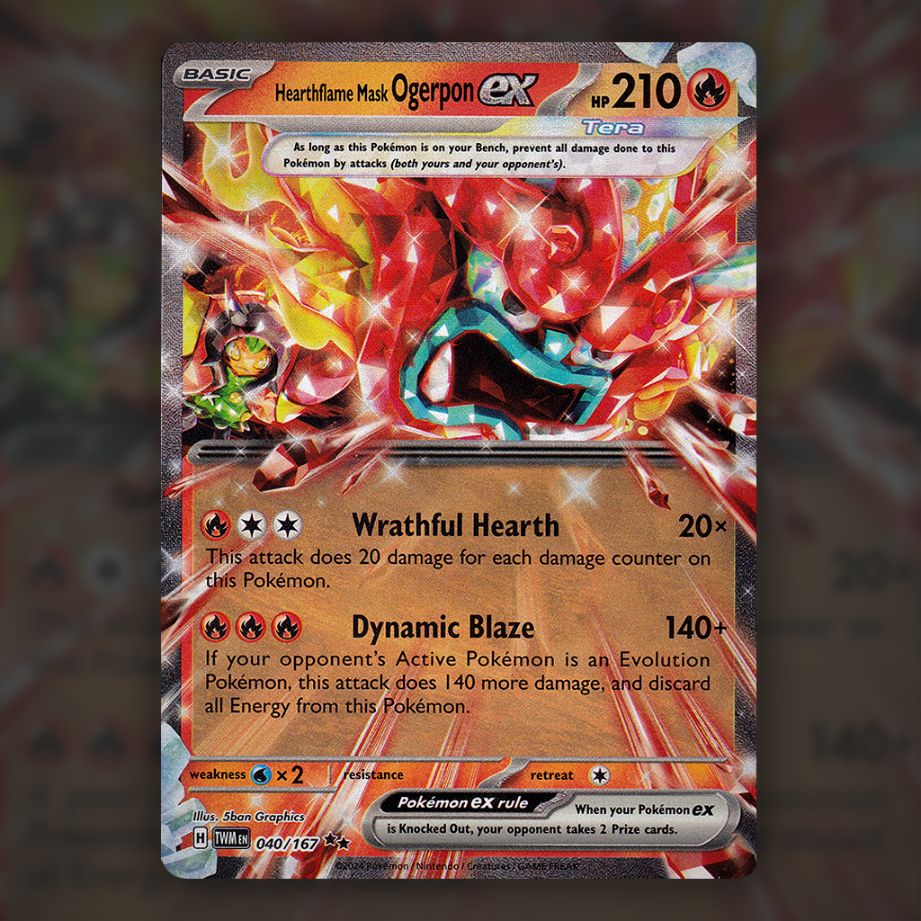 040 167 pokemon card Hearthflame Mask Ogerpon ex 040/167 STAMPED Twilight Masquerade PSA NM-MT 8