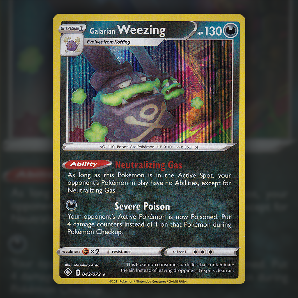 weezing pokemon card price 042/072 - Galarian Weezing Pokemon Card
