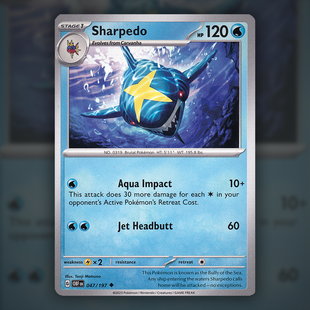 sharpedo pokemon card 047/197 - Sharpedo Pokemon Card