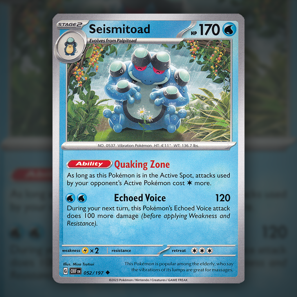 seismitoad pokemon card 052/197 - Seismitoad Pokemon Card