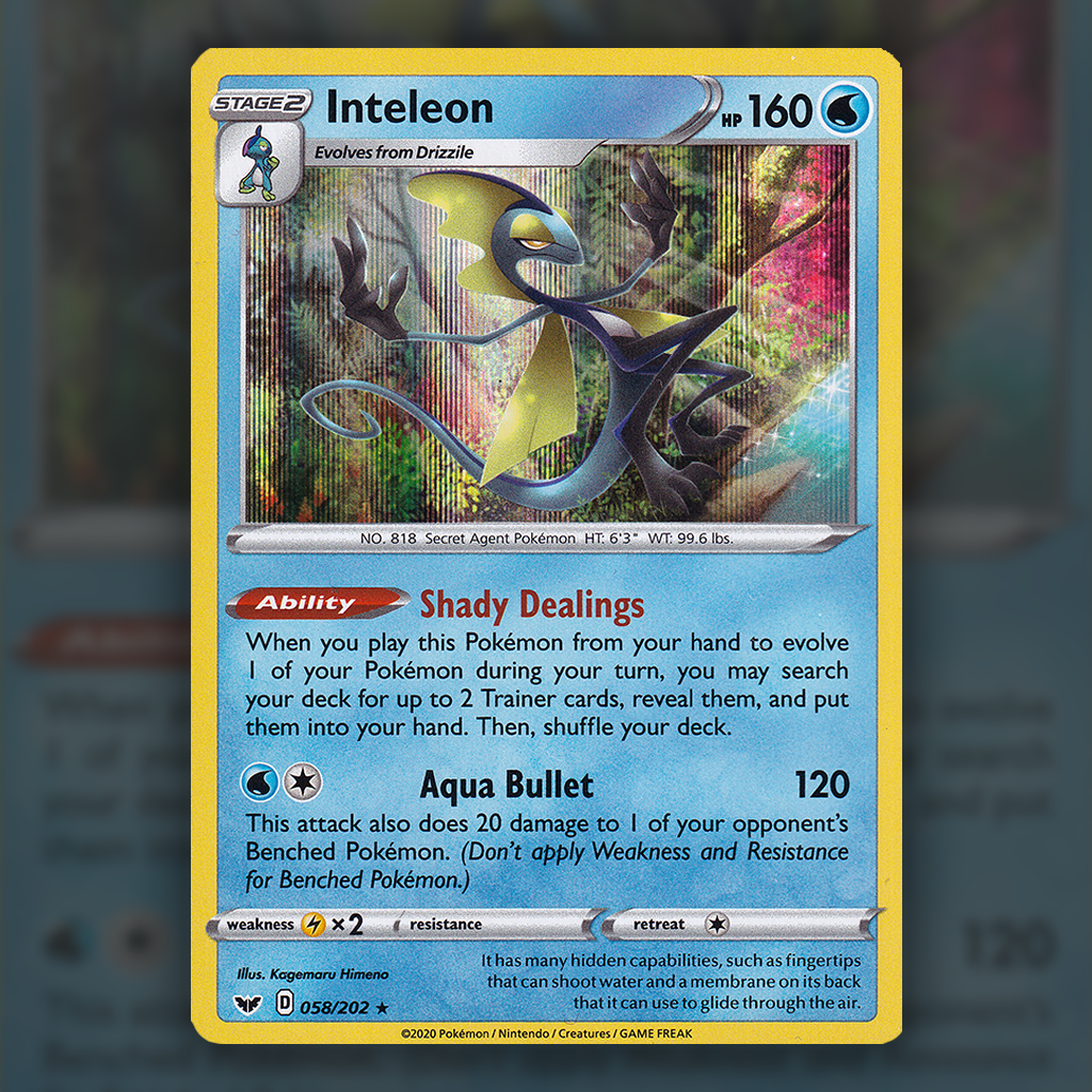 058/202 - Inteleon Pokemon Card | Sword and Shield Cup of Cards 058/202 - Inteleon Pokemon Card | Sword and Shield Cup of Cards