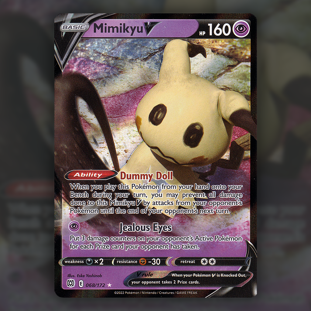 mimikyu v pokemon card value 068/172 - Mimikyu V Pokemon Card