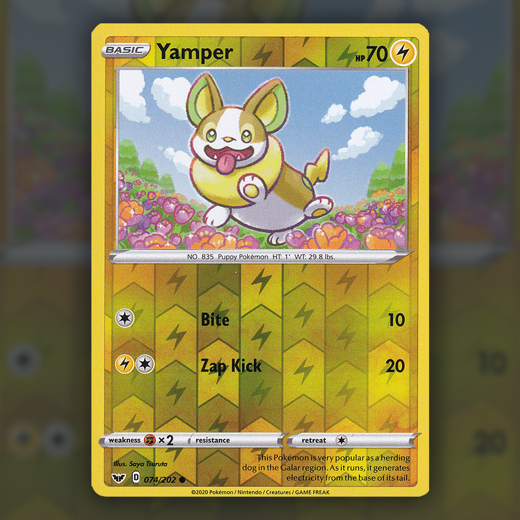 074/202 - Yamper (Reverse Holo) Pokemon Card | Sword and Shield Cup of Cards 074/202 - Yamper (Reverse Holo) Pokemon Card | Sword and Shield Cup of Cards