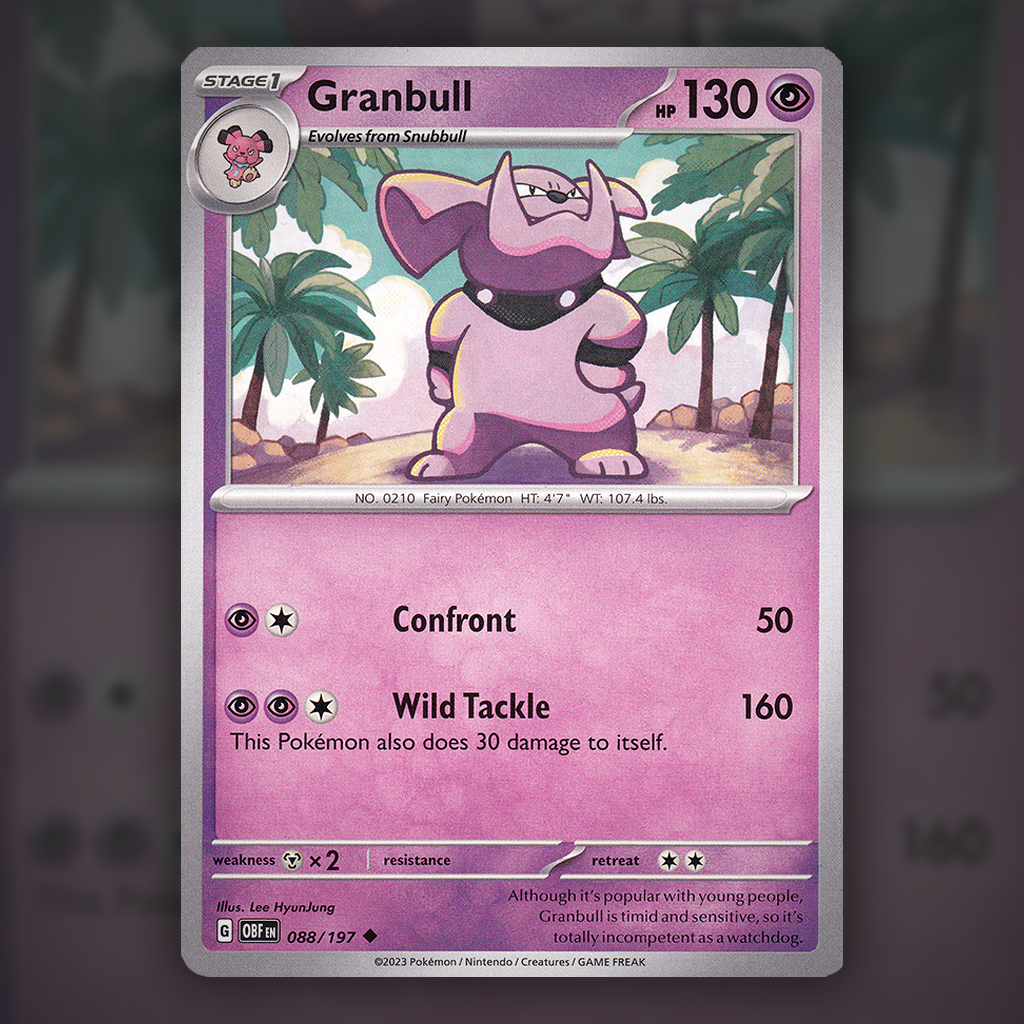 088/197 - Granbull Pokemon Card | Obsidian Flames Cup of Cards 088/197 - Granbull Pokemon Card | Obsidian Flames Cup of Cards