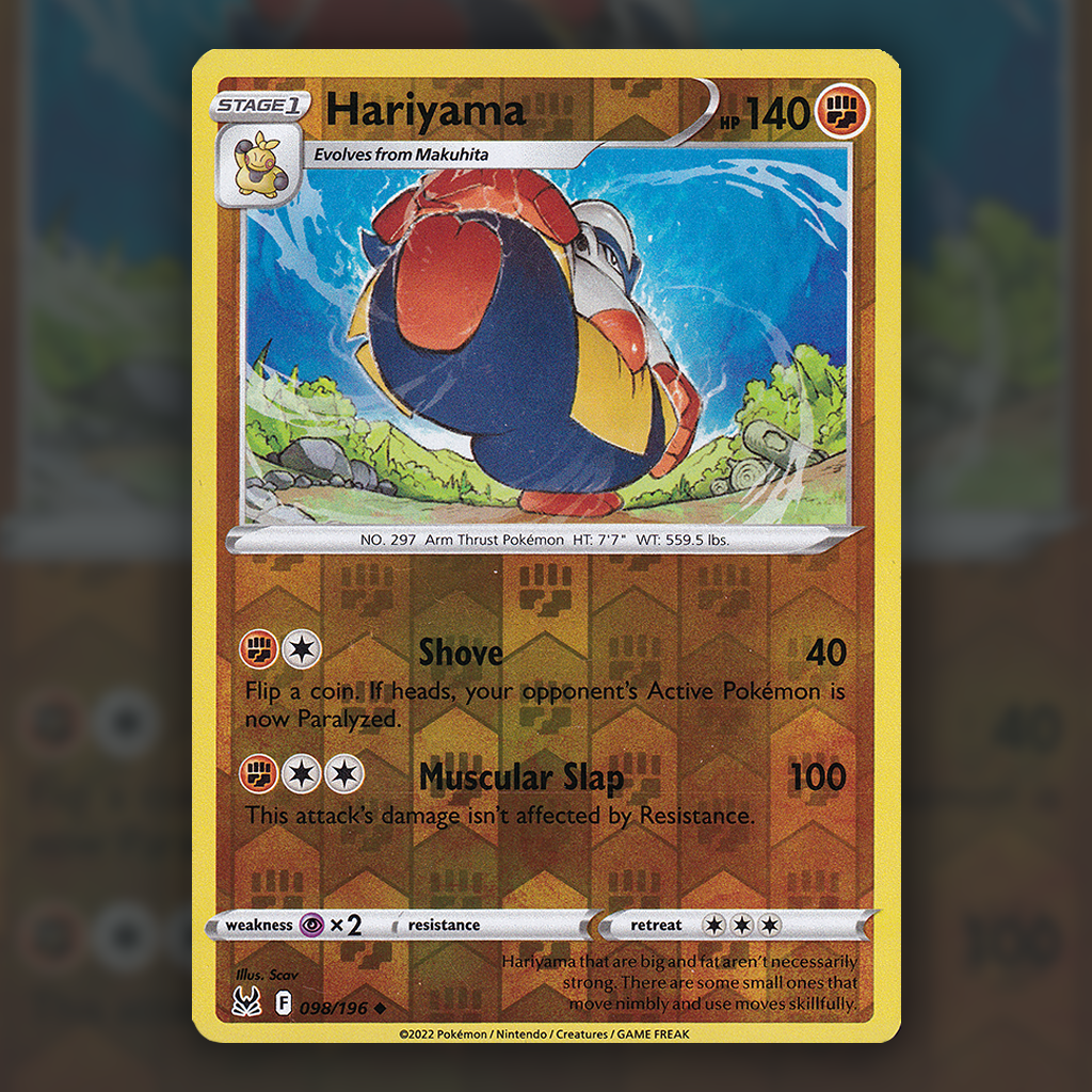 098/196 - Hariyama (Reverse Holo) Pokemon Card | Lost Origin Cup of Cards 098/196 - Hariyama (Reverse Holo) Pokemon Card | Lost Origin Cup of Cards