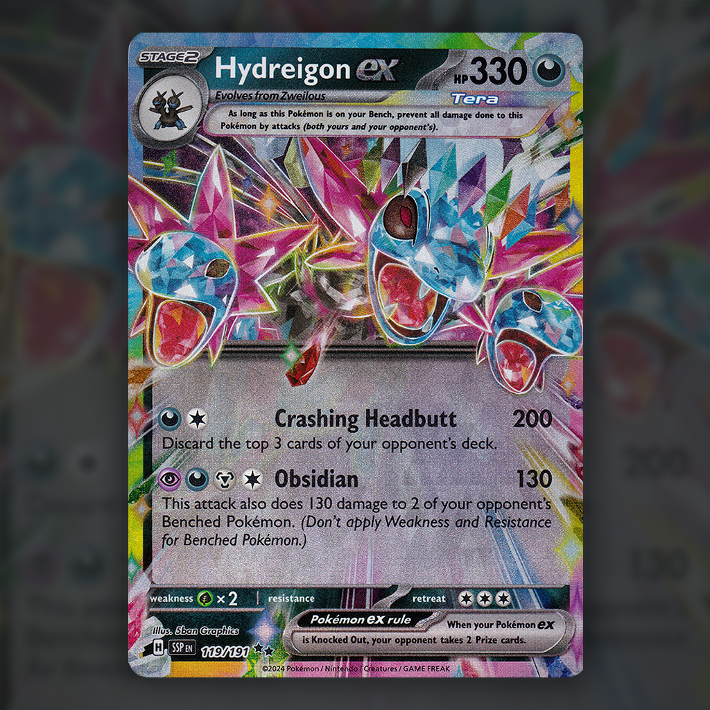 119/191 - Hydreigon ex Pokemon Card | Surging Sparks Cup of Cards 119/191 - Hydreigon ex Pokemon Card | Surging Sparks Cup of Cards