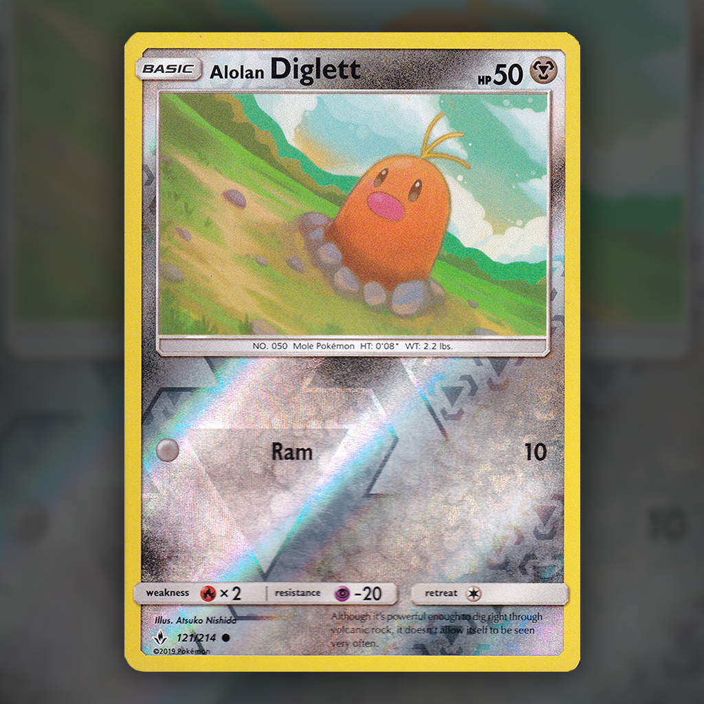 121/214 - Alolan Diglett (Reverse Holo) Pokemon Card | Unbroken Bonds Cup of Cards 121/214 - Alolan Diglett (Reverse Holo) Pokemon Card | Unbroken Bonds Cup of Cards