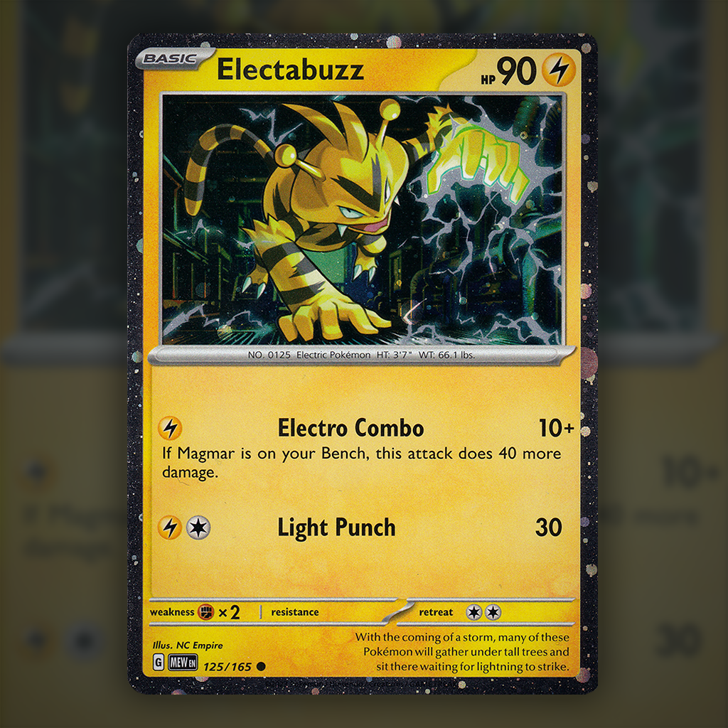 125/165 - Electabuzz (Cosmos) Pokemon Card | Scarlet and Violet Cup of Cards 125/165 - Electabuzz (Cosmos) Pokemon Card | Scarlet and Violet Cup of Cards