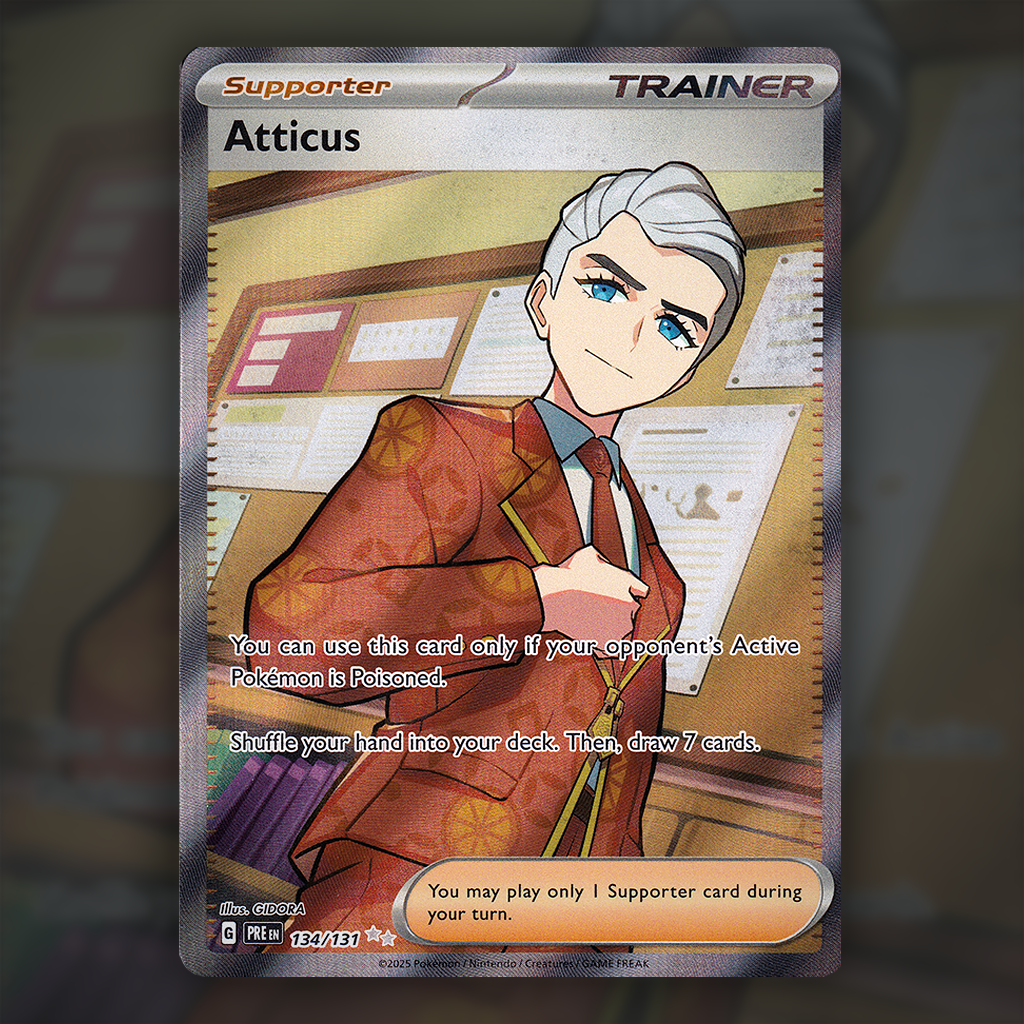 134/131 - Atticus Pokemon Card | Prismatic Evolutions Cup of Cards 134/131 - Atticus Pokemon Card | Prismatic Evolutions Cup of Cards