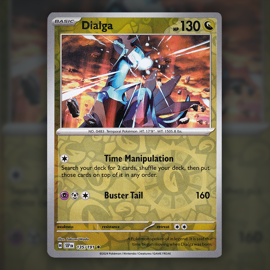 135/191 - Dialga (Reverse Holo) Pokemon Card | Surging Sparks Cup of Cards 135/191 - Dialga (Reverse Holo) Pokemon Card | Surging Sparks Cup of Cards