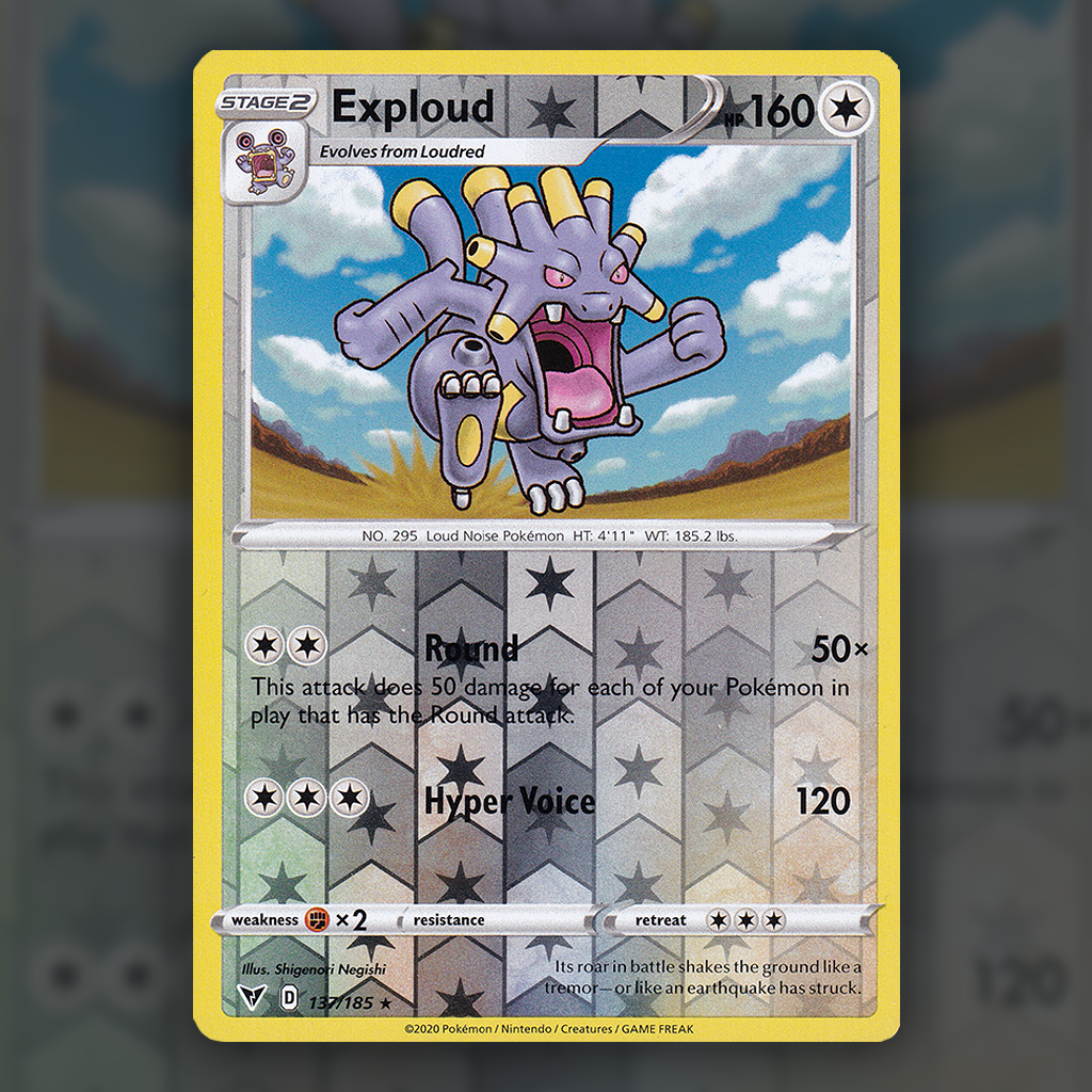 pokemon card exploud 137/185 - Exploud (Reverse Holo) Pokemon Card