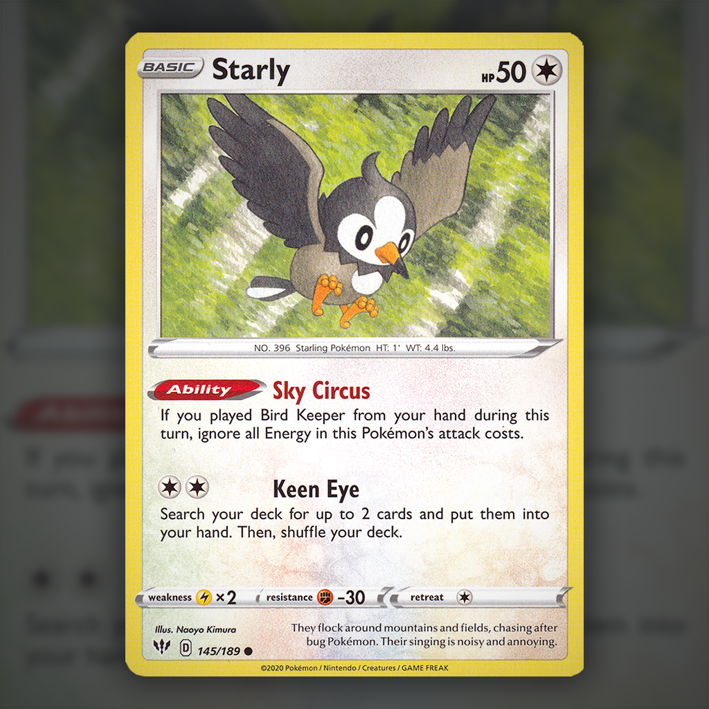 145/189 - Starly Pokemon Card | Darkness Ablaze Cup of Cards 145/189 - Starly Pokemon Card | Darkness Ablaze Cup of Cards