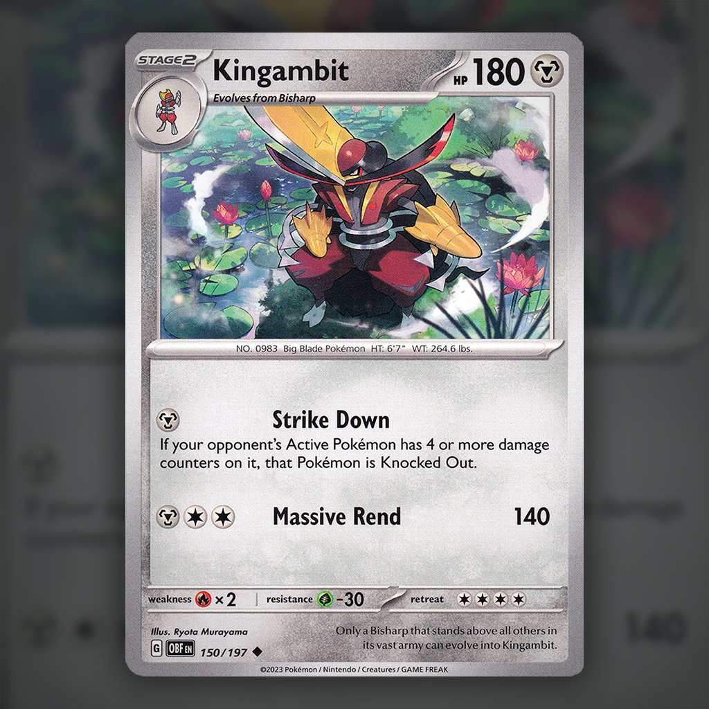 150/197 - Kingambit Pokemon Card | Obsidian Flames Cup of Cards 150/197 - Kingambit Pokemon Card | Obsidian Flames Cup of Cards