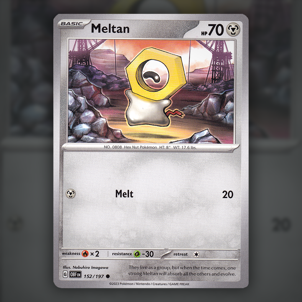 152/197 - Meltan Pokemon Card | Obsidian Flames Cup of Cards 152/197 - Meltan Pokemon Card | Obsidian Flames Cup of Cards