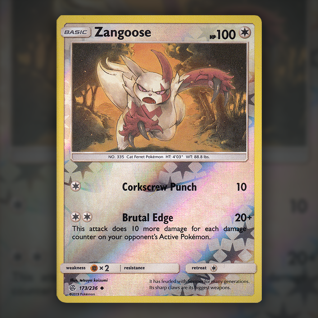 zangoose pokemon card value 173/236 - Zangoose (Reverse Holo) Pokemon Card