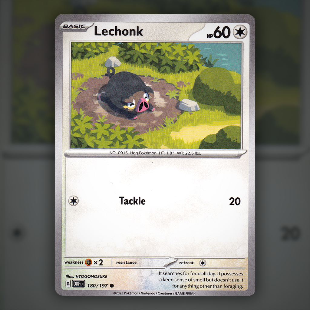 180/197 - Lechonk Pokemon Card | Obsidian Flames Cup of Cards 180/197 - Lechonk Pokemon Card | Obsidian Flames Cup of Cards