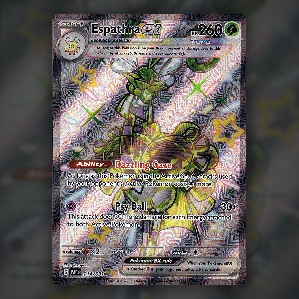 espathra pokemon card shiny Pokmon TCG ex Scarlet & Violet: Paldean Fates 214/091 Holo Ultra Dx2 / F Espathra EX HP 260 Full