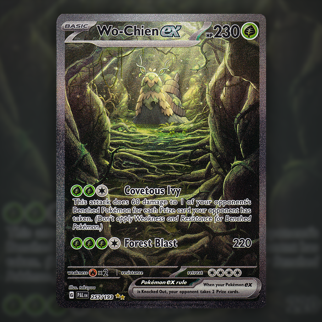 257/193 - Wo-Chien ex Pokemon Card | Paldea Evolved Cup of Cards 257/193 - Wo-Chien ex Pokemon Card | Paldea Evolved Cup of Cards