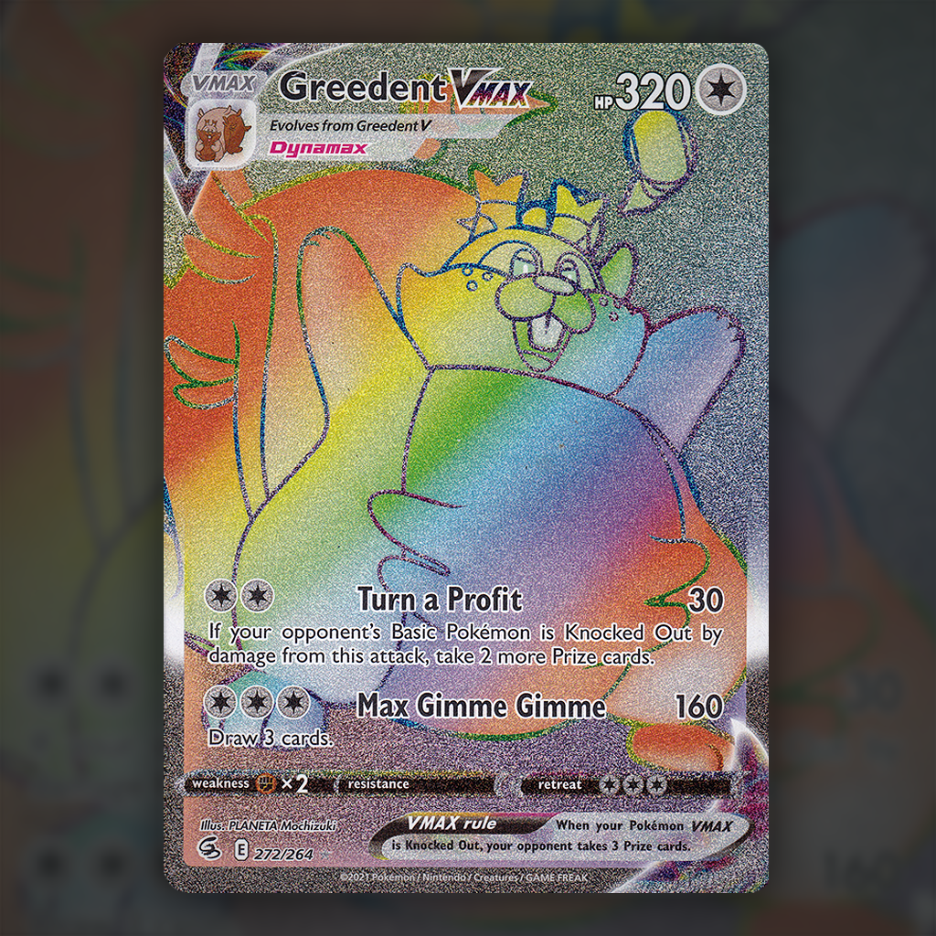 272/264 - Greedent VMAX Pokemon Card | Fusion Strike Cup of Cards 272/264 - Greedent VMAX Pokemon Card | Fusion Strike Cup of Cards