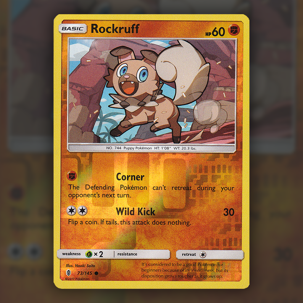 073/145 - Rockruff (Reverse Holo) Pokemon Card | Guardians Rising Cup of Cards 073/145 - Rockruff (Reverse Holo) Pokemon Card | Guardians Rising Cup of Cards