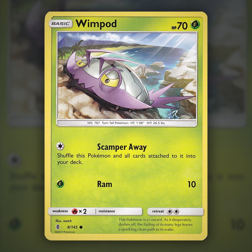 wimpod pokemon card 008/145 - Wimpod Pokemon Card