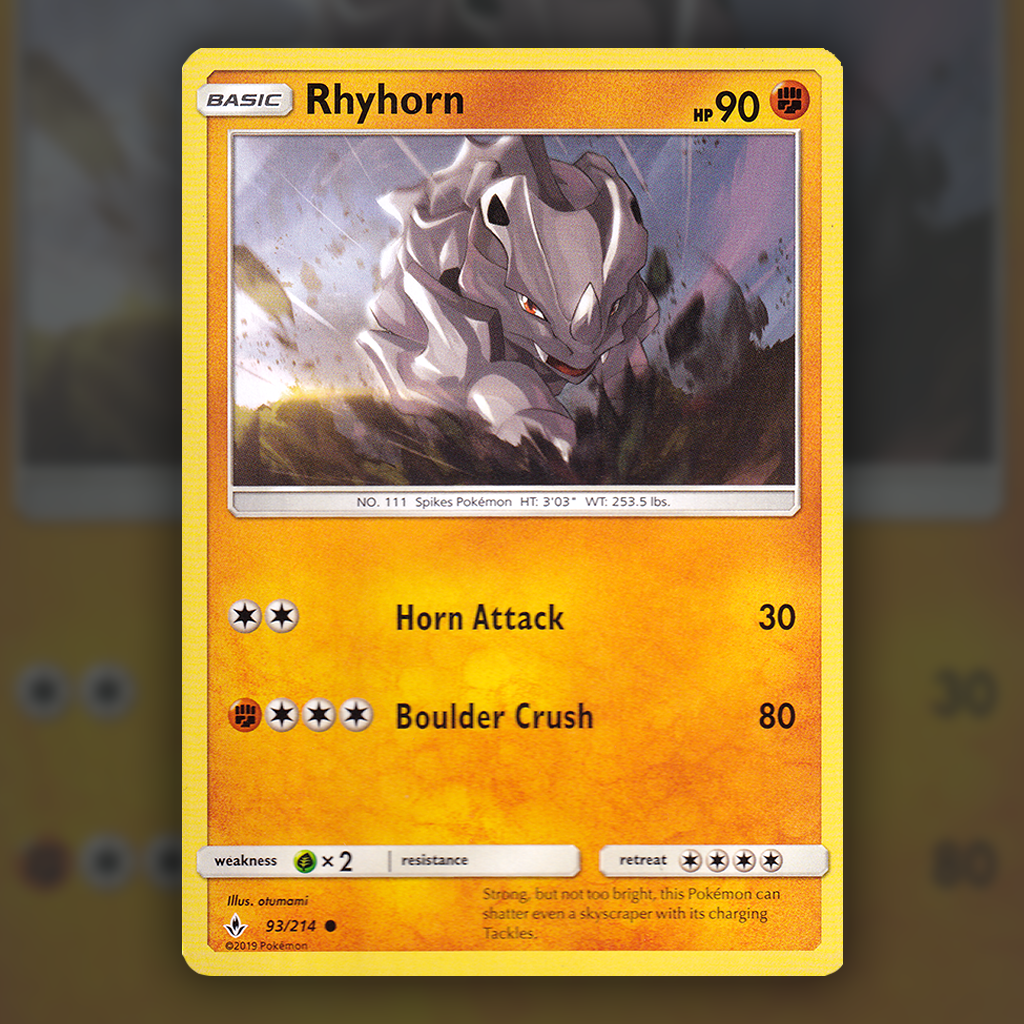 pokemon card rhyhorn 093/214 - Rhyhorn Pokemon Card