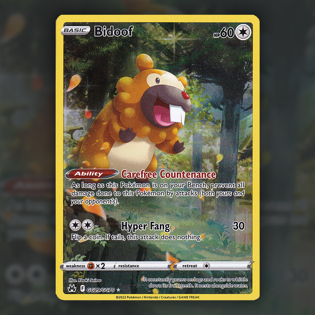 GG29/GG70 - Bidoof Pokemon Card | Crown Zenith Cup of Cards GG29/GG70 - Bidoof Pokemon Card | Crown Zenith Cup of Cards