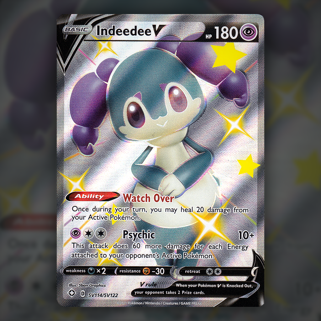 SV114/SV122 - Indeedee V Pokemon Card | Shining Fates Cup of Cards SV114/SV122 - Indeedee V Pokemon Card | Shining Fates Cup of Cards