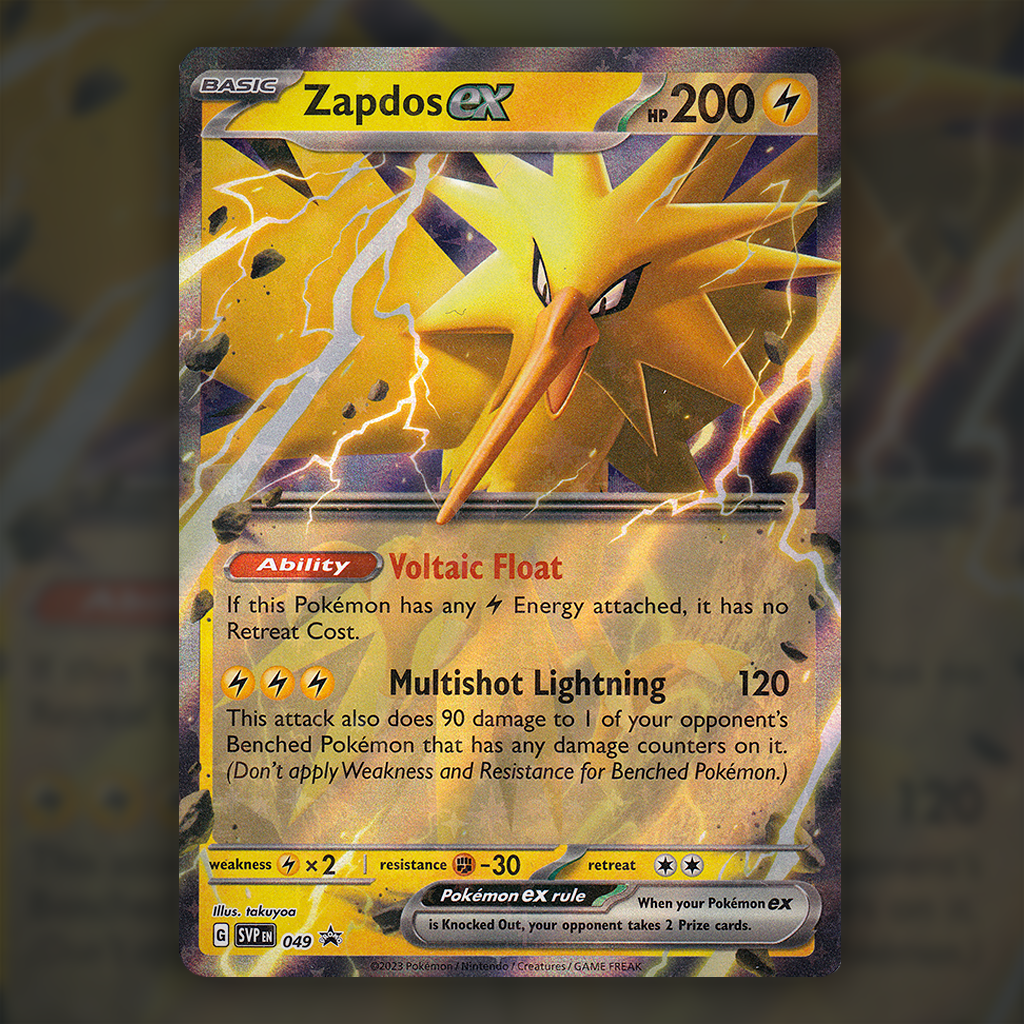 SVP049 - Zapdos ex Pokemon Card | Scarlet and Violet Black Star Promos Cup of Cards SVP049 - Zapdos ex Pokemon Card | Scarlet and Violet Black Star Promos Cup of Cards