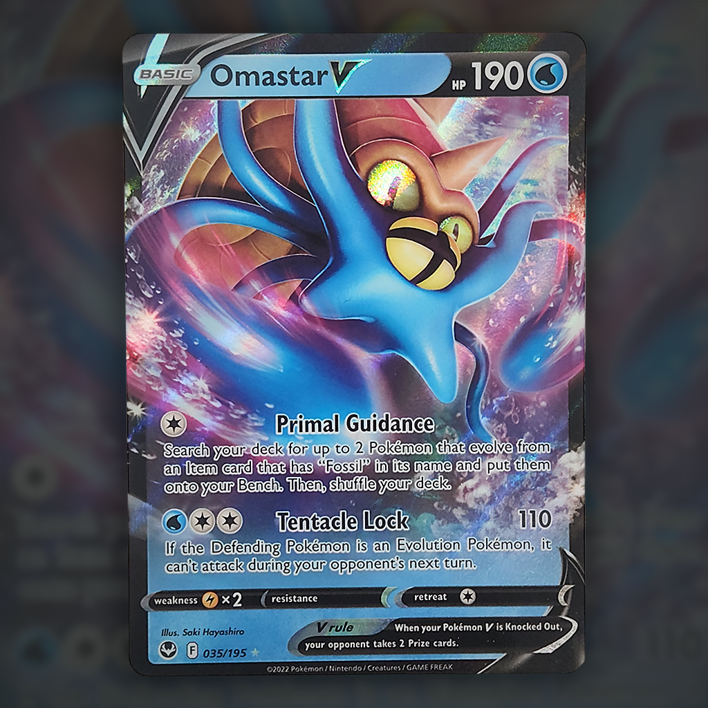 omastar v pokemon card value 035/195 - Omastar V Pokemon Card