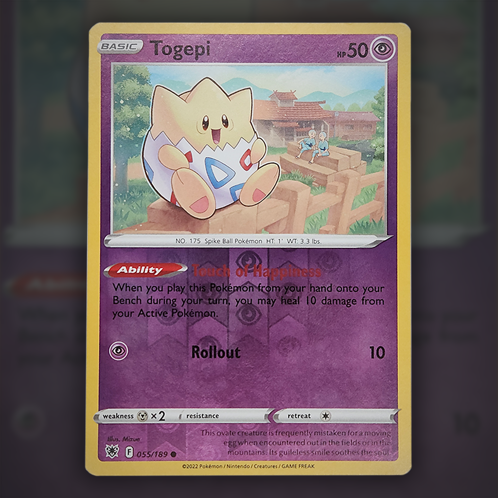 togepi pokemon card holographic 055/189 - Togepi (Reverse Holo) Pokemon Card