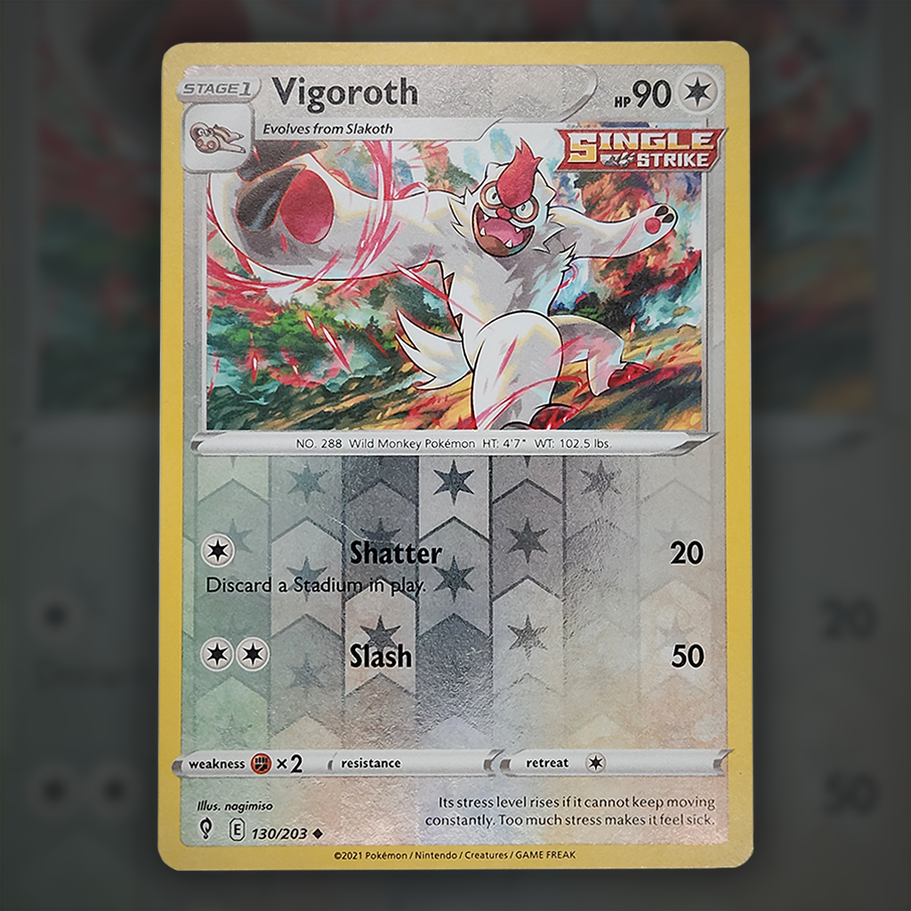 vigoroth pokemon card 130/203 - Vigoroth (Reverse Holo) Pokemon Card