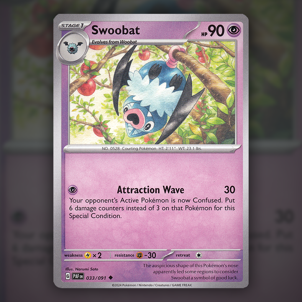 033/091 - Swoobat Pokemon Card | Paldean Fates Cup of Cards 033/091 - Swoobat Pokemon Card | Paldean Fates Cup of Cards