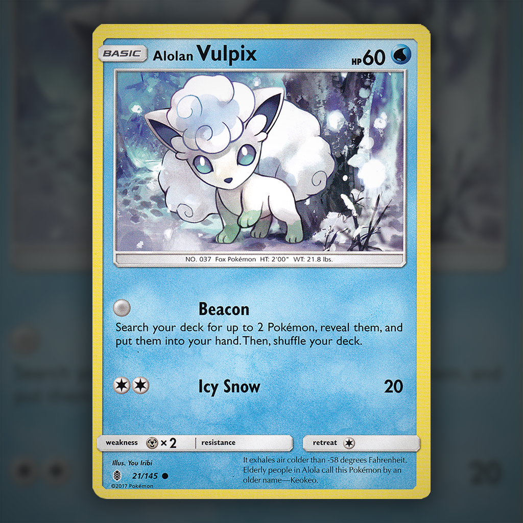 021/145 - Alolan Vulpix Pokemon Card | Guardians Rising Cup of Cards 021/145 - Alolan Vulpix Pokemon Card | Guardians Rising Cup of Cards