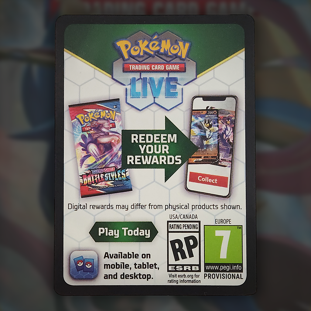 SWSH Sword & Shield Pokémon TCG Online - Code Card